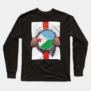 Djibouti Flag English Flag Ripped - Gift for Djiboutian From Djibouti Long Sleeve T-Shirt